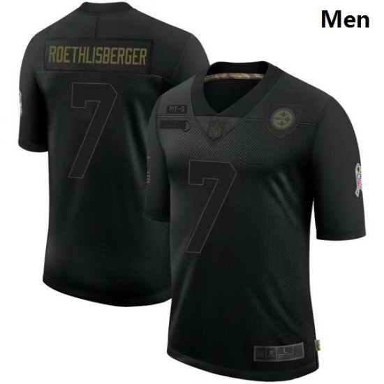 Men Pittsburgh Steelers 7 Ben Roethlisberger Black Limited 2020 Salute To Service Jersey